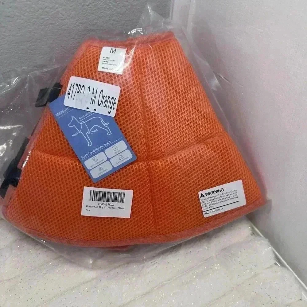 NEW Kuoser Soft Dog Cone Collar After Surgery Adjustable Recovery, Medium,Orange